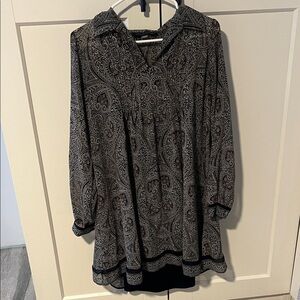 Tommy Hilfiger Black and Gray Paisley Dress